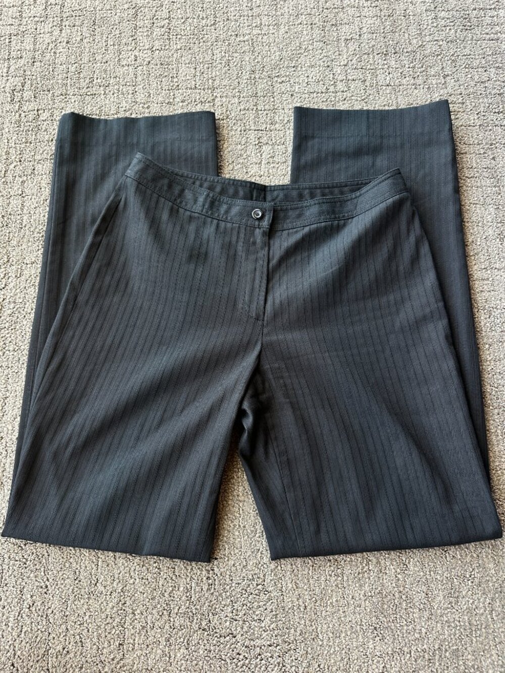 Vintage Y2K Pinstripe Suit Trouser Wide Leg Dark Gray Work Pant - Size 6